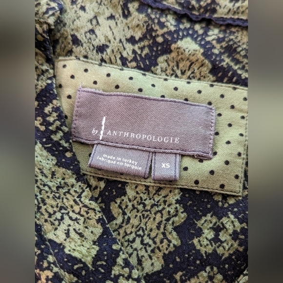 ANTHROPOLOGIE Size XS Green & Black Snake Print Rachel Tunic Dress w/Pockets - Picture 11 of 11